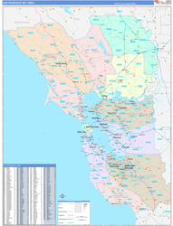 Bay Area Metro Area Wall Map Color Cast Style 2024
